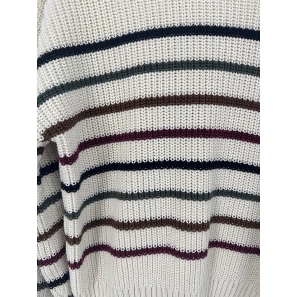 GAP Women Cream Striped Cotton Rollneck Knit Sweater MEDIUM Minimalist Nautical - Picture 5 of 9